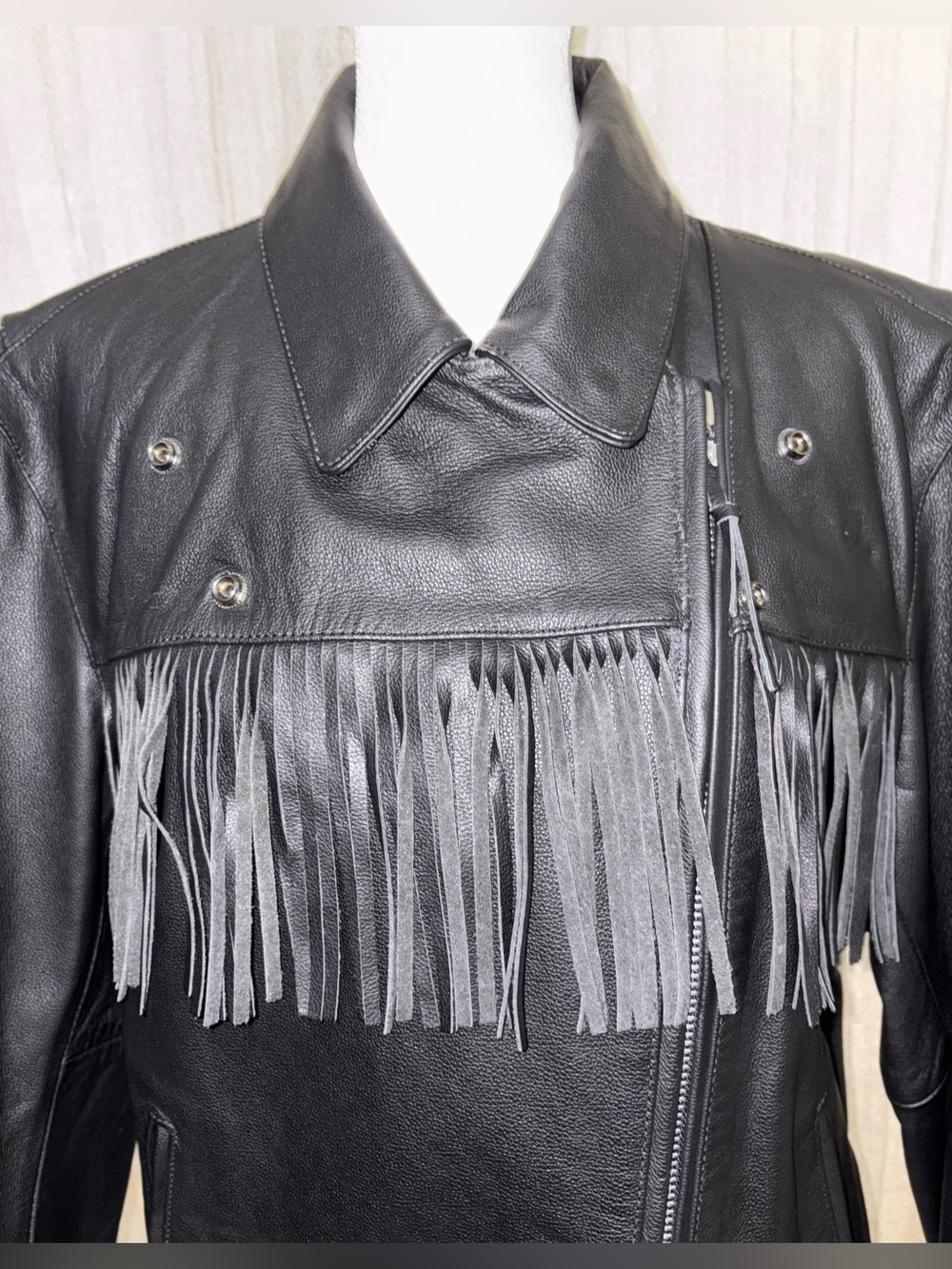Authentic Harley Davidson Women’s XL Leather Fringe Motorcycle Riding Jacket Y2k - Picture 3 of 10